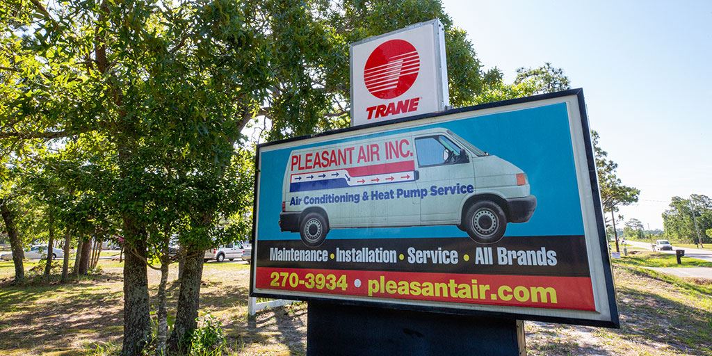 Marquee sign outside of Pleasant Air